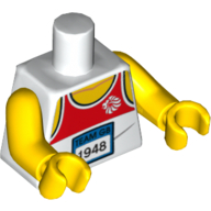 Torse, débardeur avec motif imprimé 'TEAM GB 1948', bras et mains jaunes (Torso, Tank Top with 'TEAM GB 1948' Print, Yellow Arms and Hands)