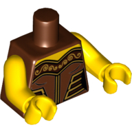 Visuel indicatif Rebrickable de Torse, motif : armure avec décorations dorées, bras et mains jaunes (Torso, Armour with Gold Decorations Print, Yellow Arms and Hands)