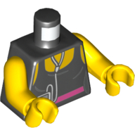 Torse, débardeur avec ceinture rose et lecteur de musique imprimé, bras et mains jaunes (Torso, Tank Top with Pink Belt and Music Player Print, Yellow Arms and Hands)