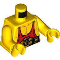 Torse, Muscles avec débardeur rouge et motif imprimé ceinture, bras et mains jaunes (Torso, Muscles with Red Tank Top and Belt Print, Yellow Arms and Hands)