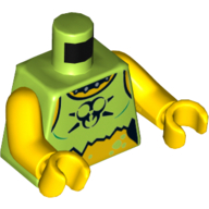 Torse, licol haut, déchiré avec symbole toxique noir et motif imprimé col clouté, bras et mains jaunes (Torso, Halter Top, Torn with Black Toxic Symbol and Studded Collar Print, Yellow Arms and Hands)