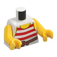 Torse, Gilet avec rayures rouges avec Corde Ceinture motif imprimé, bras et mains jaunes (Torso, Vest with Red Stripes with Rope Belt Print, Yellow Arms and Hands)