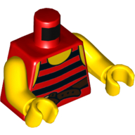 Torse, débardeur avec rayures noir avec ceinture marron avec motif imprimé boucle, bras et mains jaunes (Torso, Tank Top with Stripes Black with Brown Belt with Buckle Print, Yellow Arms and Hands)