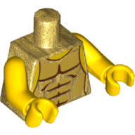 Torse, armure avec plaques d'or avec Muscles contour motif imprimé, bras et mains jaunes (Torso, Armor with Gold Plates with Muscles Outline Print, Yellow Arms and Hands)