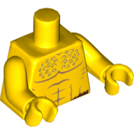 Torse, poitrine nue avec motif imprimé cheveux bouclés, bras et mains jaunes (Torso, Bare Chest with Curly Hair Print, Yellow Arms and Hands)