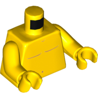 Torse, poitrine nue avec des lignes de corps orange foncé motif imprimé, bras et mains jaunes (Torso, Bare Chest with Dark Orange Body Lines Print, Yellow Arms and Hands)