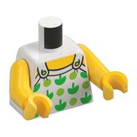 Torse, licol haut avec des pommes vertes et des taches de vert citron motif imprimé, bras et mains jaunes (Torso, Halter Top with Green Apples and Lime Spots Print, Yellow Arms and Hands)