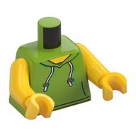 Torse, sweat à capuche avec cordons de serrage blancs et poches avant imprimées, bras et mains jaunes (Torso, Hoodie with White Drawstrings, and Front Pockets Print, Yellow Arms and Hands)