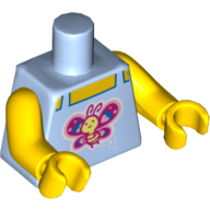 Visuel indicatif Rebrickable de Torse, débardeur avec motif imprimé papillon, bras et mains jaunes (Torso, Tank Top with Butterfly Print, Yellow Arms and Hands)