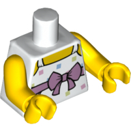 Visuel indicatif Rebrickable de Torse, robe, Motif imprimé arc rose, bras et mains jaunes (Torso, Dress, Pink Bow Print, Yellow Arms and Hands)