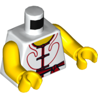 Torse, robe, bordure rouge, motif imprimé ceinture rouge, bras et mains jaunes (Torso, Robe, Red Trim, Red Sash Print, Yellow Arms and Hands)