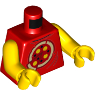 Torse, débardeur avec motif imprimé Pizza, bras et mains jaunes (Torso, Tank Top with Pizza Print, Yellow Arms and Hands)