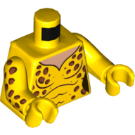 Torse, combinaison avec motif imprimé guépard, bras et mains jaunes avec motif imprimé guépard (Torso, Jumpsuit with Cheetah Spots Print, Yellow Arms and Hands with Cheetah Spots Print)