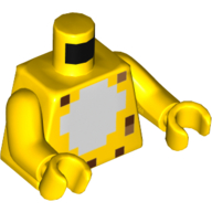 Visuel indicatif Rebrickable de Torse, fourrure blanche pixellisée, motif imprimé Taches léopard noires, bras et mains jaunes (Torso, Pixelated White Fur, Black Leopard Spots Print, Yellow Arms and Hands)