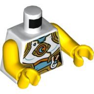 Torse, armure avec garniture d'or, ventre azur moyen, croissant de lune motif imprimé emblème, bras et mains jaunes (Torso, Armor with Gold Trim, Medium Azure Belly, Crescent Moon Emblem Print, Yellow Arms and Hands)
