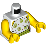 Torse, robe, avocats, motif : ceinture vert citron, bras et mains jaunes (Torso, Dress, Avocados, Lime Belt Print, Yellow Arms and Hands)