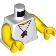 Torse, Gilet, Sifflet rouge et argent Motif imprimé, bras et mains jaunes (Torso, Vest, Red and Silver Whistle Necklace Print, Yellow Arms and Hands)