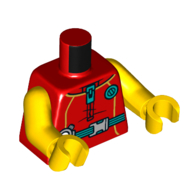 Torse, combinaison, ceinture turquoise foncée avec boucle, fermeture à glissière et motif imprimé cercle, bras et mains jaunes (Torso, Wetsuit, Dark Turquoise Belt with Buckle, Zipper, and Circle Print, Yellow Arms and Hands)