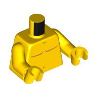 Torse, poitrine nue avec des lignes de corps orange foncé / canard Logo Tatouage motif imprimé, bras et mains jaunes (Torso, Bare Chest with Dark Orange Body Lines / Duck Logo Tattoo Print, Yellow Arms and Hands)