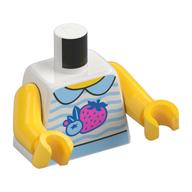 Torse, Chemise rayée bleu vif, col, motif imprimé fraise/fruit, bras et mains jaunes (Torso, Bright Light Blue Wavy Striped Shirt, Collar, Strawberry/Fruit Print, Yellow Arms and Hands)