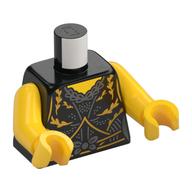 Torse, or/argent décorations motif imprimé, bras et mains jaunes (Torso, Gold/Silver Decorations Print, Yellow Arms and Hands)