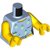 Torse, Débardeur, Motif imprimé ananas, bras et mains jaunes (Torso, Tank Top, Pineapples Print, Yellow Arms and Hands)