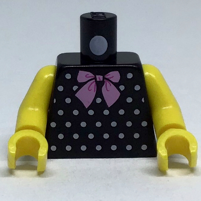 Torse, nœud papillon rose vif, motif imprimé à pois blancs, bras et mains jaunes (Torso, Bright Pink Bow Tie, White Polka Dots Print, Yellow Arms and Hands)