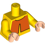 Visuel indicatif Rebrickable de Torse, Orange Motif imprimé Overshirt, bras jaunes, mains nougat clair (Torso, Orange Overshirt Print, Yellow Arms, Light Nougat Hands)