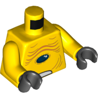 Torse, alien avec des plis de peau et motif imprimé yeux noirs, bras jaunes, mains noires (Torso, Alien with Skin Folds and Black Eye Print, Yellow Arms, Black Hands)