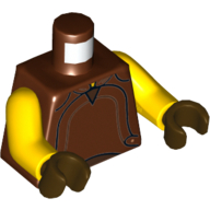 Visuel indicatif Rebrickable de Torse, gilet, Cuir avec motif imprimé col, bras jaunes, mains brun foncé (Torso, Vest, Leather with Collar Print, Yellow Arms, Dark Brown Hands)