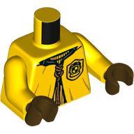 Visuel indicatif Rebrickable de Torse, cape, chaîne, emblème de porc motif imprimé, bras jaunes, mains brun foncé (Torso, Cloak, String, Hogwarts Crest Print, Yellow Arms, Dark Brown Hands)