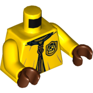 Torse, robe, avec des lacets et huffpuff écusson motif imprimé, bras jaunes, mains brun rougeâtre (Torso, Robe, with Laces and Hufflepuff Crest Print, Yellow Arms, Reddish Brown Hands)