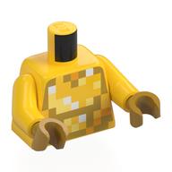 Torse, or pixellisé/brillant jaune clair/blanc motif imprimé, bras jaunes, mains or nacré (Torso, Pixelated Gold/Bright Light Yellow/White Print, Yellow Arms, Pearl Gold Hands)