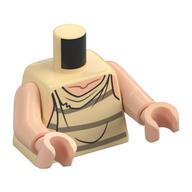 Torse, gilet, col nougat clair, avec 3 rayures imprimées (dobby), bras et mains nougat clair (Torso, Tatty Vest, Light Nougat Neck, with 3 Stripes Print (Dobby), Light Nougat Arms and Hands)