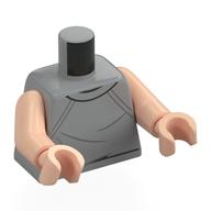 Visuel indicatif Rebrickable de Torse, chemise avec motif imprimé de plis gris bleuté foncé, bras et mains nougat clair (Torso, Shirt with Dark Bluish Grey Creases Print, Light Nougat Arms and Hands)