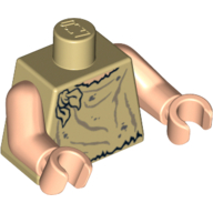 Visuel indicatif Rebrickable de Torse, blouse, nœud noué à l'épaule motif imprimé, bras et mains nougat clair (Torso, Smock, Knot Tied at Shoulder Print, Light Nougat Arms and Hands)