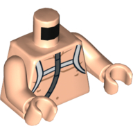 Torse, poitrine nue avec sangles blanches et tube (réservoir de bacta) motif imprimé, bras et mains nougat clair (Torso, Bare Chest with White Straps and Tube (Bacta Tank) Print, Light Nougat Arms and Hands)