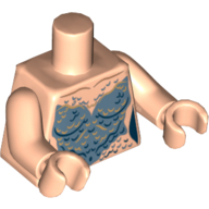 Visuel indicatif Rebrickable de Torse, sirène sable bleu échelles motif imprimé, bras et mains nougat clair (Torso, Mermaid Sand Blue Scales Print, Light Nougat Arms and Hands)
