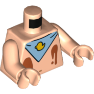 Torse, poitrine nue avec nombril, taches de crème glacée et bavoir bleu avec motif imprimé canard jaune, bras et mains nougat clair (Torso, Bare Chest with Belly Button (Navel), Ice Cream Splotches and Blue Bib with Yellow Duck Print, Light Nougat Arms and Hands)