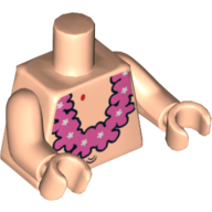 Torse, poitrine nue avec nombril (nombril) et motif imprimé lei rose, bras et mains nougat clair (Torso, Bare Chest with Belly Button (Navel) and Pink Lei Print, Light Nougat Arms and Hands)