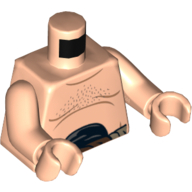 Visuel indicatif Rebrickable de Torse, poitrine nue avec cheveux, ceinture noire motif imprimé (Malakili), bras et mains nougat clair (Torso, Bare Chest with Hair, Black Belt Print (Malakili), Light Nougat Arms and Hands)