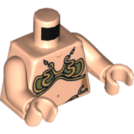 Visuel indicatif Rebrickable de Torse, or et vert olive motif imprimé bikini (Princesse Leia esclave), bras et mains nougat clair (Torso, Gold and Olive Green Bikini Print (Princess Leia Slave), Light Nougat Arms and Hands)
