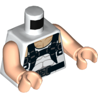 Visuel indicatif Rebrickable de Torse, Gilet avec Muscles et Harnais Noir imprimé, Bras et Mains Légers (Torso, Vest with Muscles and Black Harness Print, Light Arms and Hands)