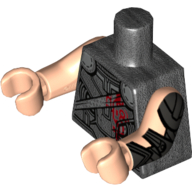 Visuel indicatif Rebrickable de Torse, armure, ceinture d'épaule argentée, motif imprimé Marquages rouges, bras et mains nougat clair (Torso, Armor, Silver Shoulder Sash, Red Markings Print, Light Nougat Arms and Hands)