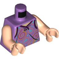 Visuel indicatif Rebrickable de Torse, débardeur avec Paisley décorations, un bouton motif imprimé, bras et mains nougat clair (Torso, Tank Top with Paisley Decorations, One Button Print, Light Nougat Arms and Hands)