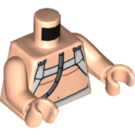 Visuel indicatif Rebrickable de Torse, poitrine nue avec sangles blanches, tuyau, motif imprimé couches, bras et mains nougat clair (Torso, Bare Chest with White Straps, Hose, Diaper Print, Light Nougat Arms and Hands)