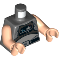 Visuel indicatif Rebrickable de Torse, combinaison de vol, panneau de commande, motif imprimé ceinture noire (pilote de cravate), bras et mains nougat clair (Torso, Flight Suit, Control Panel, Black belt Print (TIE Pilot), Light Nougat Arms and Hands)