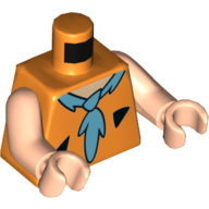 Visuel indicatif Rebrickable de Torse, cuir de veau avec triangles noirs et motif imprimé cravate azur foncé (pierre de silex frisée), bras et mains nougat clair (Torso, Buckskin with Black Triangles and Dark Azure Tie Print (Fred Flintstone), Light Nougat Arms and Hands)