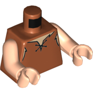 Visuel indicatif Rebrickable de Torse, chemise en peau de veau avec lacets motif imprimé (barney gravats), bras et mains nougat clair (Torso, Buckskin Shirt with Laces Print (Barney Rubble), Light Nougat Arms and Hands)