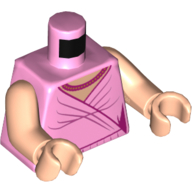 Torse, robe avec Col nougat clair, et Collier motif imprimé, Bras et Mains Légers (Torso, Dress with Light Nougat Neck, and Necklace Print, Light Arms and Hands)